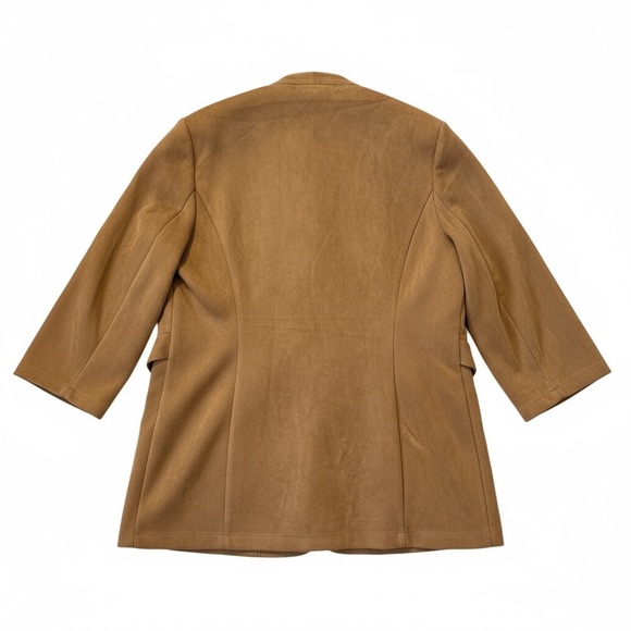 ✨ Faux Suede Open Front Blazer Coat – Camel Brown, Size L - Picture 2 of 9